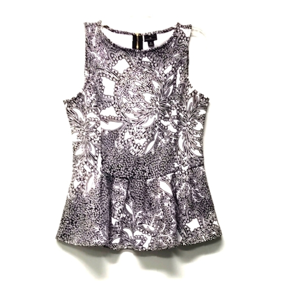 Worthington black and white peplum top sleeveless blouse Size: M - Picture 1 of 5